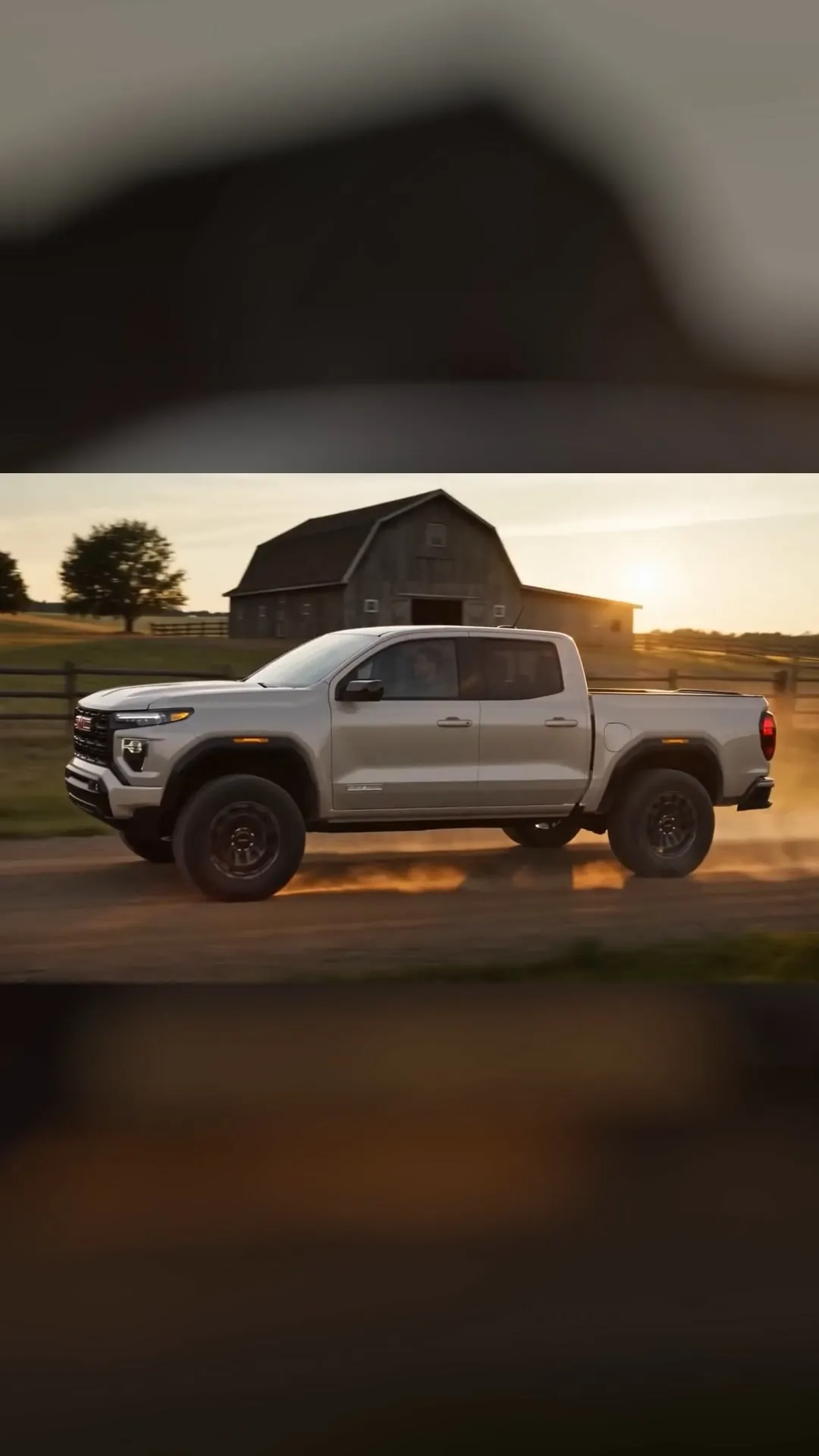 GMC truck at sunset — vertical AI branding spot