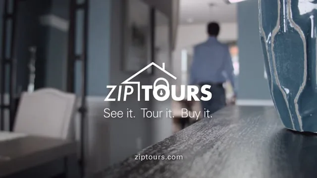 Zip Tours spot — logo over a home interior