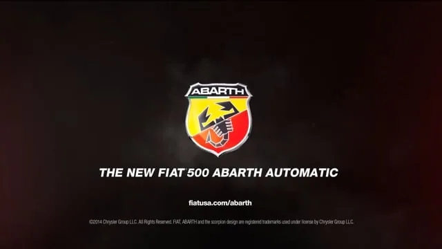 FIAT 500 Abarth spot end card with scorpion badge
